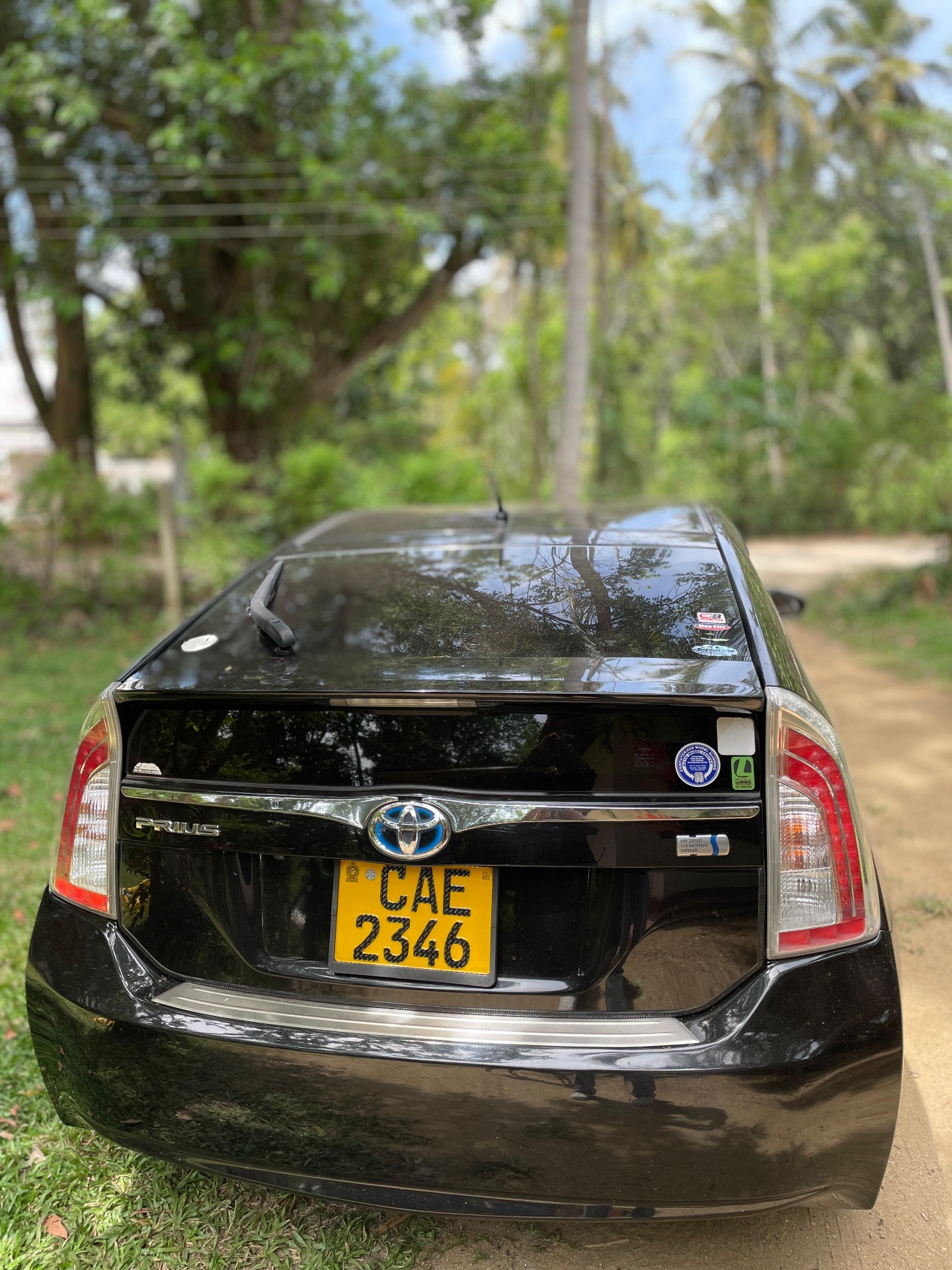 Toyota Prius Hybrid rear view with Sri Lankan number plate